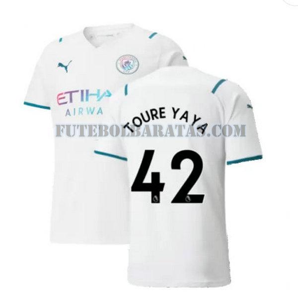 camisa toure yaya 42 manchester city 2021 2022 away - branco homens