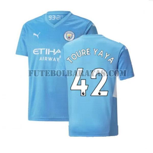 camisa toure yaya 42 manchester city 2021 2022 home - azul homens