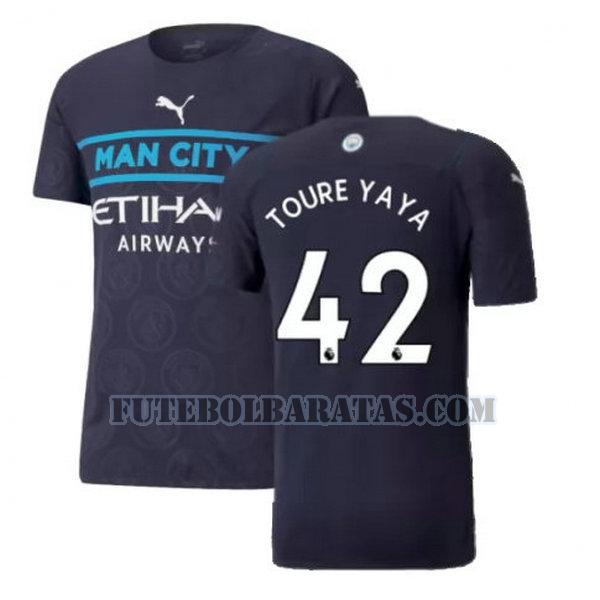 camisa toure yaya 42 manchester city 2021 2022 third - preto homens
