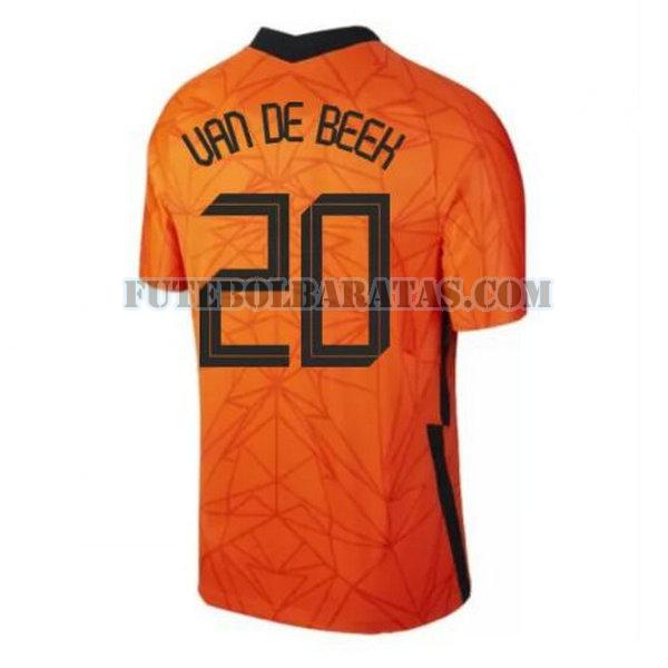 camisa van de beek 20 holanda 2020 home - laranja homens
