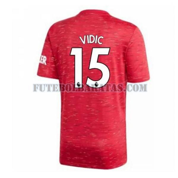 camisa vidic 15 manchester united 2020-2021 home - vermelho homens