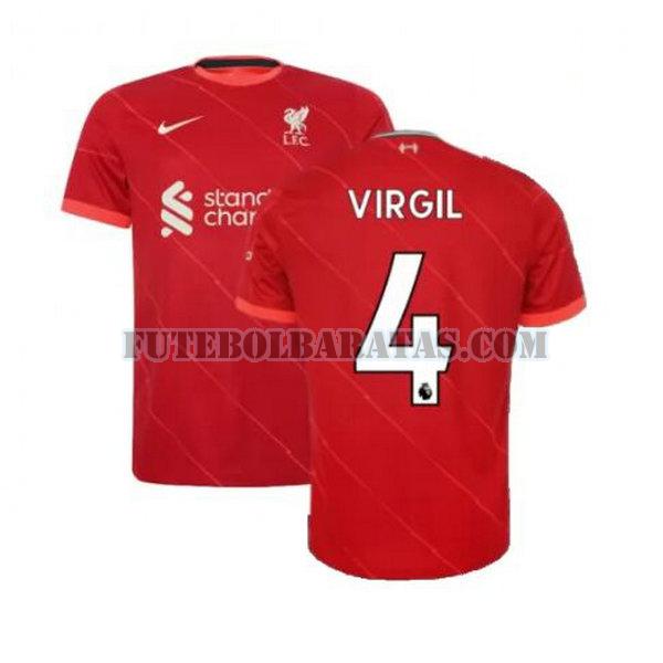 camisa virgil 4 liverpool 2021 2022 home - vermelho homens