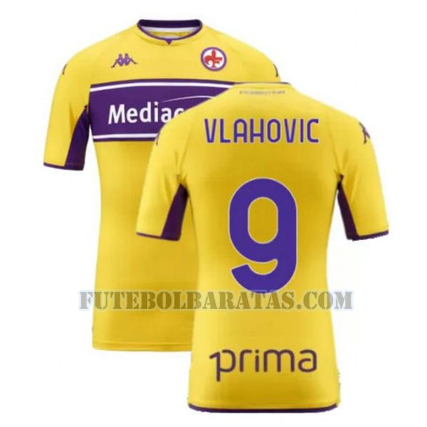 camisa vlahovic 9 fiorentina 2021 2022 third - amarelo homens