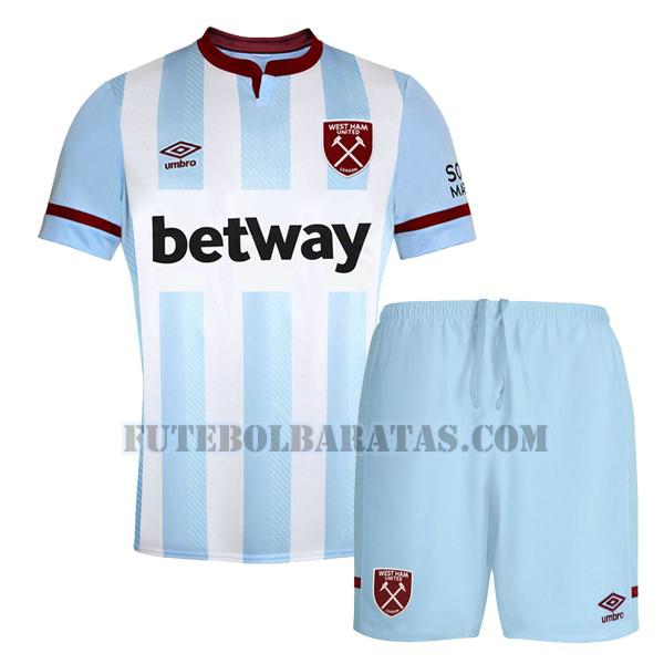 camisa west ham united 2021 2022 away - branco azul meninos