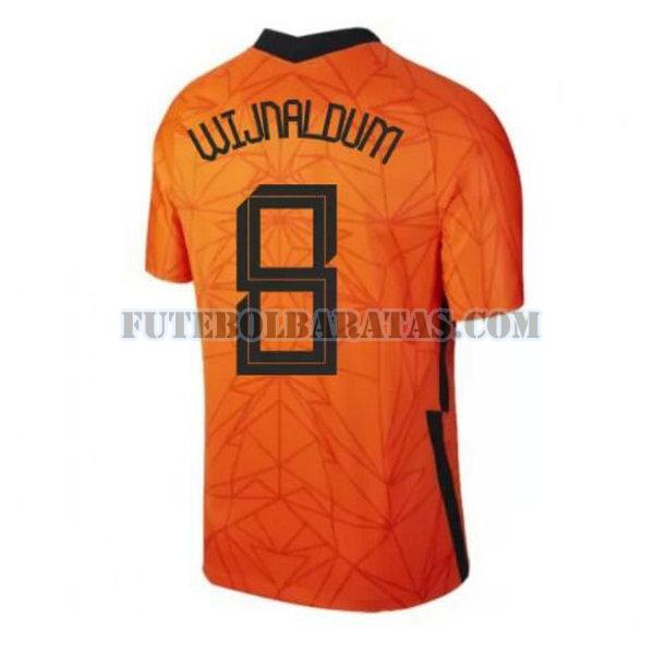 camisa wijnaldum 8 holanda 2020 home - laranja homens