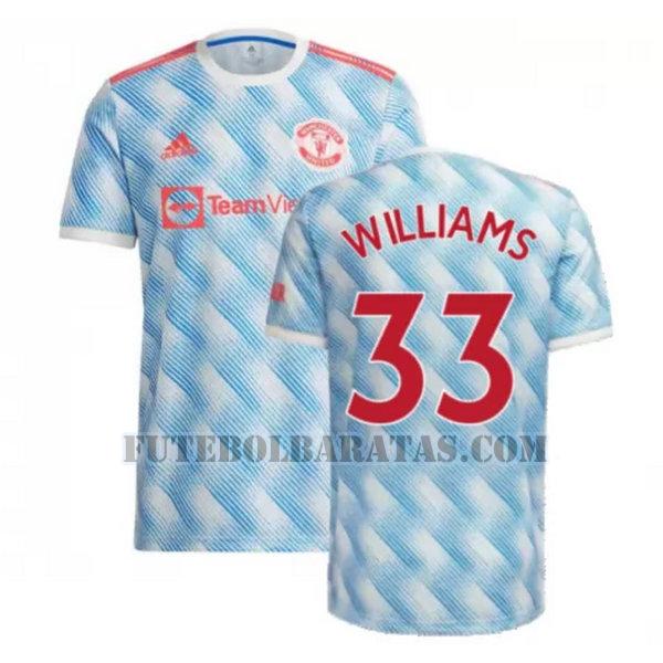 camisa williams 33 manchester united 2021 2022 away - azul homens