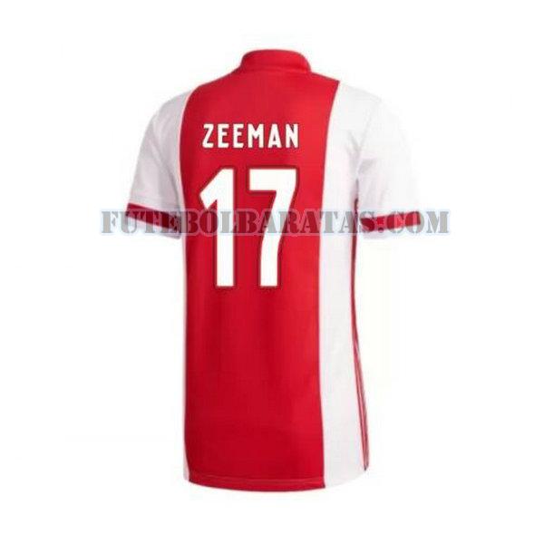 camisa zeeman 17 ajax amsterdam 2020-2021 home - vermelho homens
