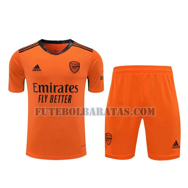 camisas+calção arsenal 2021 goleiro - laranja homens