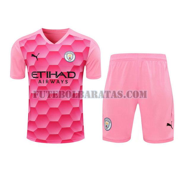 camisas+calção manchester city 2021 goleiro - rosa homens