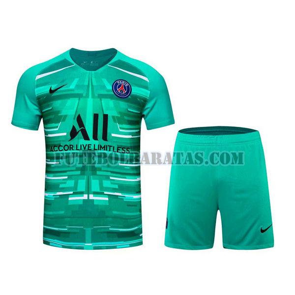 camisas+calção paris saint-germain 2021 goleiro - azul homens