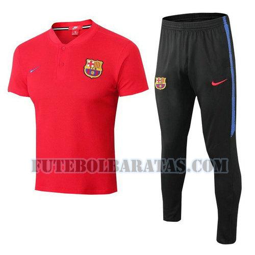 camiseta polo barcelona 2018-2019 conjunto - vermelho homens