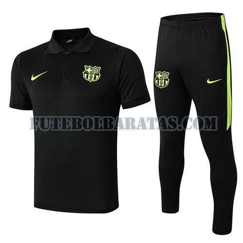 camiseta polo barcelona 2019-2020 conjunto - preto homens