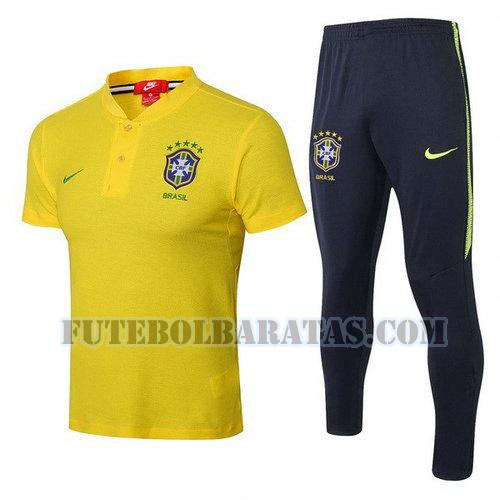 camiseta polo brasil 2018 conjunto - amarelo homens