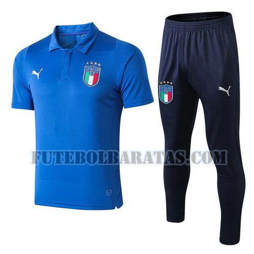 camiseta polo itália 2018 conjunto - azul claro homens