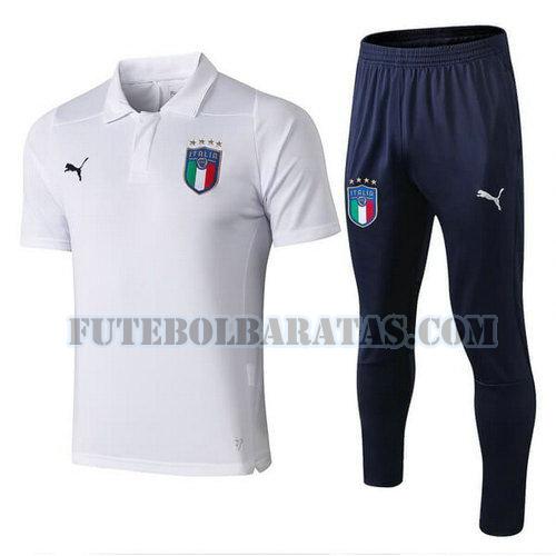 camiseta polo itália 2018 conjunto - branco homens