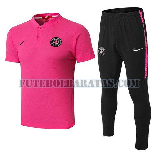 camiseta polo paris saint-germain 2018-2019 conjunto - rosa preto homens
