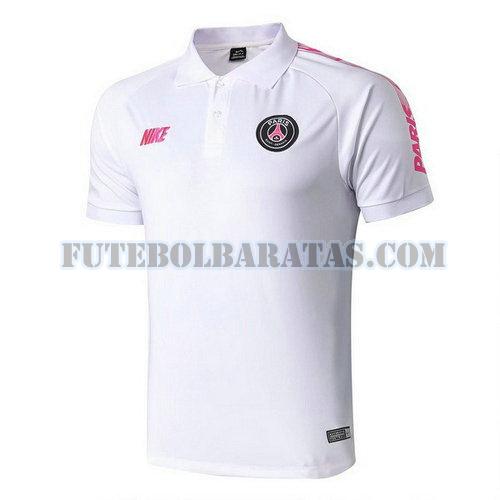 camiseta polo paris saint-germain 2019-2020 - branco rosa homens