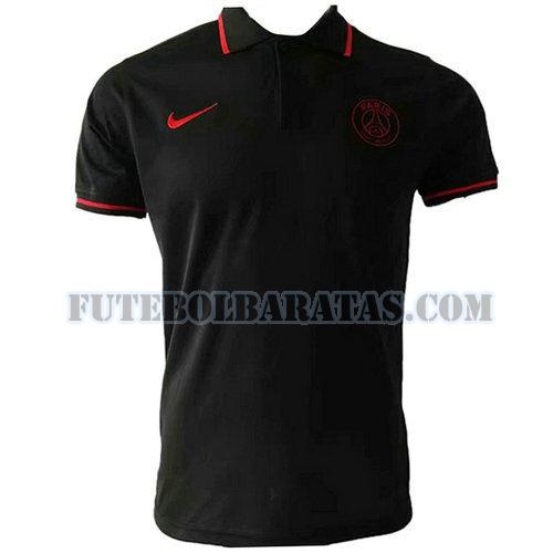 camiseta polo paris saint-germain 2019-2020 - preto vermelho homens