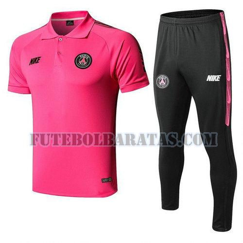 camiseta polo paris saint-germain 2019-2020 conjunto - rosa preto homens
