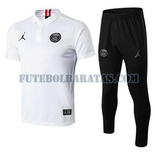 camiseta polo paris saint-germain jordan 2019 conjunto - branco preto homens