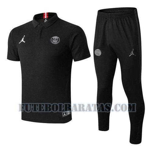 camiseta polo paris saint-germain jordan 2019 conjunto - preto homens
