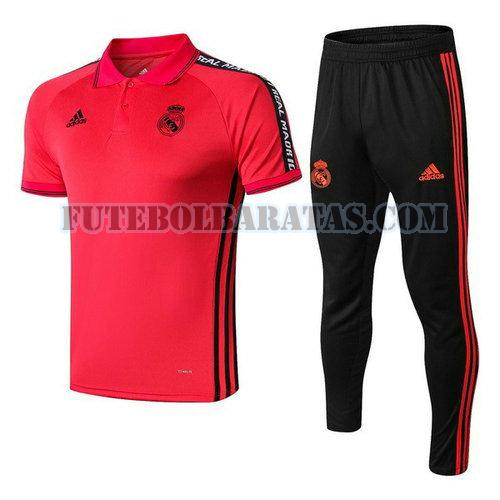 camiseta polo real madrid 2019-2020 conjunto - vermelho preto homens