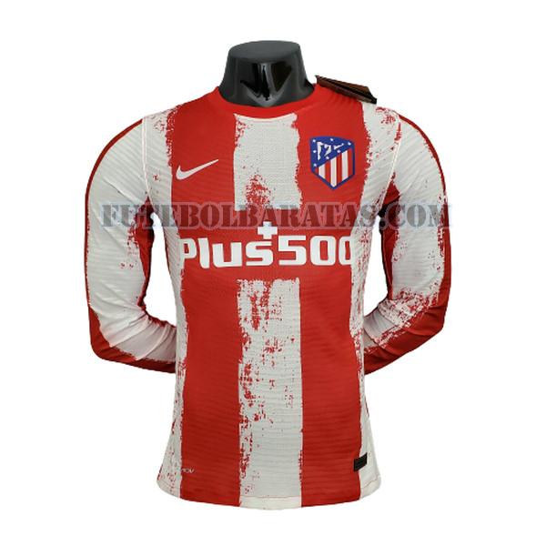 manga comprida camisa atlético madrid 2021 2022 home player - vermelho branco homens