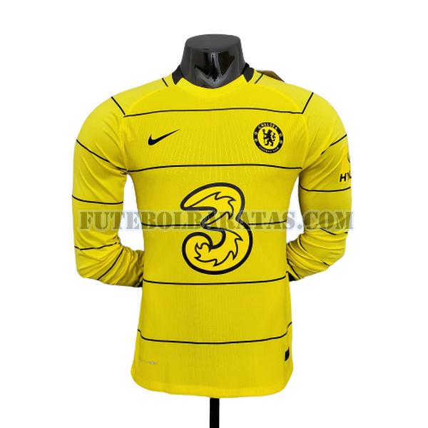 manga comprida camisa chelsea 2021 2022 away player - amarelo homens