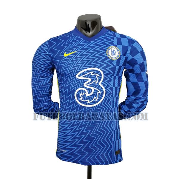 manga comprida camisa chelsea 2021 2022 home player - azul homens