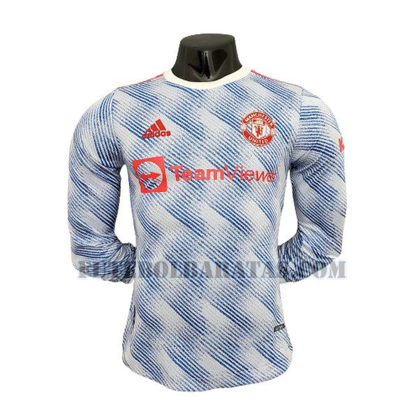 manga comprida camisa manchester united 2021 2022 away player - azul homens