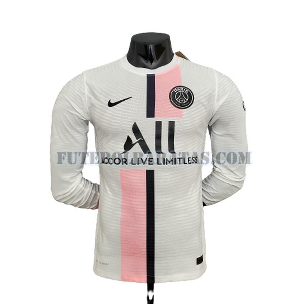manga comprida camisa paris saint-germain 2021 2022 away player - branco homens